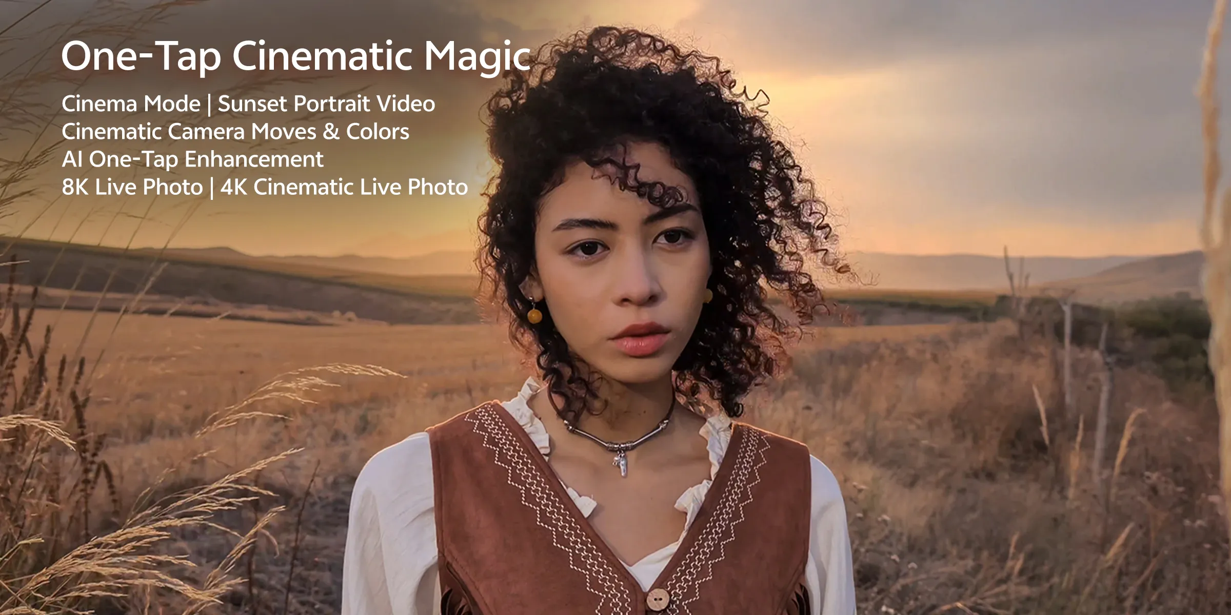 Sunset portrait video in Cinema Mode on vivo X500 Pro Max, one-tap cinematic color and 8K live photo